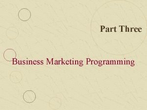 Part Three Business Marketing Programming Part Three Business