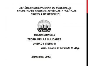 REPBLICA BOLIVARIANA DE VENEZUELA FACULTAD DE CIENCIAS JURDICAS