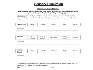 Sensory Evaluation Anna Khamsing FSHN 381 Food Science