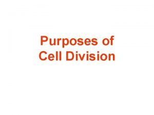 Purposes of Cell Division fold Purposes of C