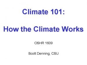 Climate 101 How the Climate Works OSHR 1609