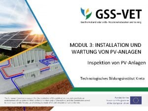 MODUL 3 INSTALLATION UND WARTUNG VON PVANLAGEN Inspektion