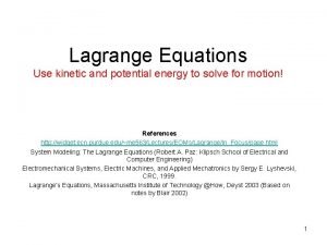 Lagrangian equation of motion