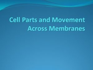 Cell Parts and Movement Across Membranes Introduction Its