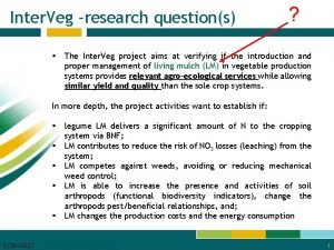 Inter Veg research questions The Inter Veg project