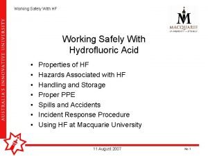Hydrofluoric acid Hydrofluoric acid