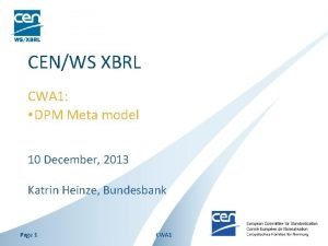CENWS XBRL CWA 1 DPM Meta model 10