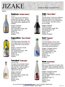 Artisanal sake