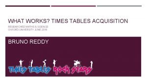 WHAT WORKS TIMES TABLES ACQUISITION RESEARCHED MATHS SCIENCE