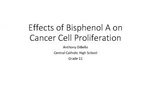 Effects of Bisphenol A on Cancer Cell Proliferation