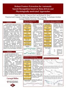 Robust Feature Extraction for Automatic Speech Recognition based