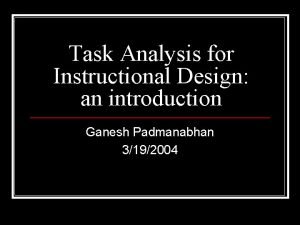 Task analysis instructional design