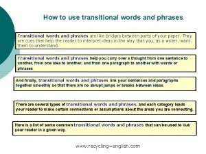 Transitional words