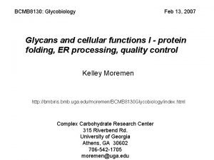 BCMB 8130 Glycobiology Feb 13 2007 Glycans and