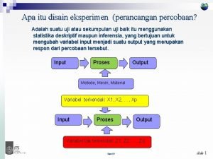 Apa itu disain eksperimen perancangan percobaan Adalah suatu