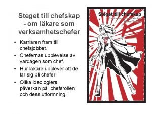 Steget till chefskap om lkare som verksamhetschefer Karriren