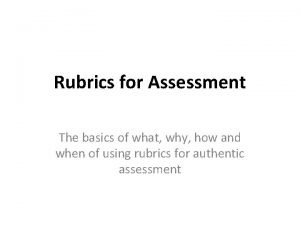 Rubrics for performance task