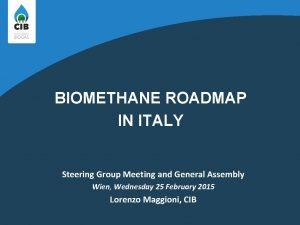 BIOMETHANE ROADMAP IN ITALY Steering Group Meeting and