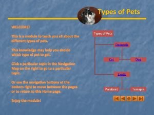 Types of Pets WELCOME This is a module