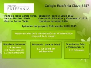 Colegio Estefana Clave 6857 Mara de Jess Garca