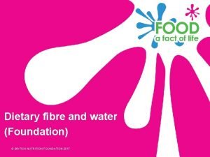 Dietary fibre and water Foundation BRITISH NUTRITION FOUNDATION