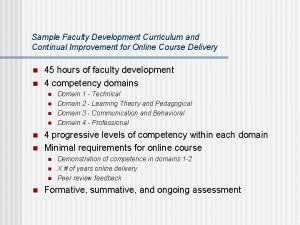 Sample Faculty Development Curriculum and Continual Improvement for