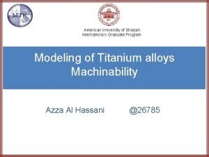 American University of Sharjah Mechatronics Graduate Program Modeling