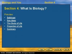 Biology and You Section 4 What Is Biology