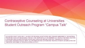 Contraceptive Counseling at Universities Student Outreach Program Campus