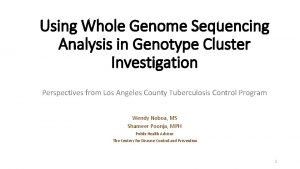 Using Whole Genome Sequencing Analysis in Genotype Cluster