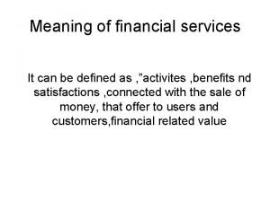 Financial services meaning