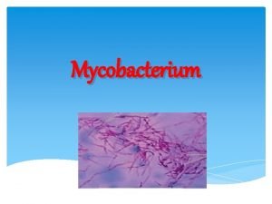 Mycobacterium Order Actinomycetails Family Myobacteriaceae Genus Mycobacterium Divided