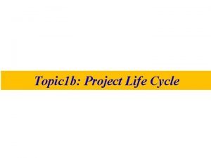 Topic 1 b Project Life Cycle Phases of