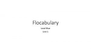 Classification flocabulary