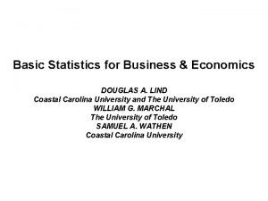 Basic Statistics for Business Economics DOUGLAS A LIND