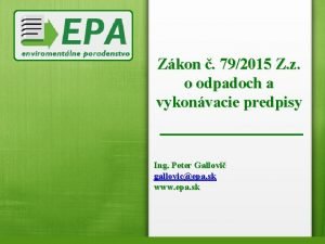 Zkon 792015 Z z o odpadoch a vykonvacie