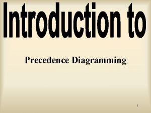 Precedence Diagramming 1 Scheduling Terminology Work Breakdown Structure