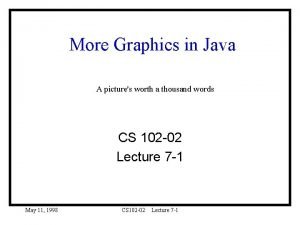 More Graphics in Java A pictures worth a