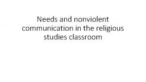 Needs and nonviolent communication in the religious studies