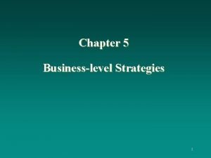 Chapter 5 Businesslevel Strategies 1 Learning Objectives To