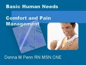 Basic Human Needs Comfort and Pain Management Donna