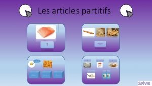 Les articles partitifs Larticle partitif Dsigne une partie