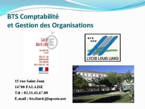 BTS Comptabilit et Gestion des Organisations 15 rue