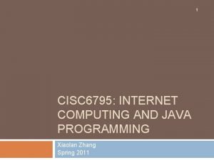 1 CISC 6795 INTERNET COMPUTING AND JAVA PROGRAMMING