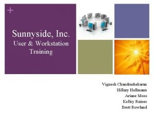 Sunnyside Inc User Workstation Training Vignesh Chandrashekaran Hillary