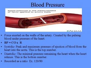 Blood Pressure Force exerted on the walls of