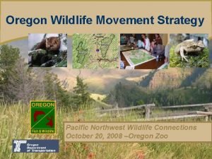 Oregon Wildlife Movement Strategy Introducing the Oregon Conservation