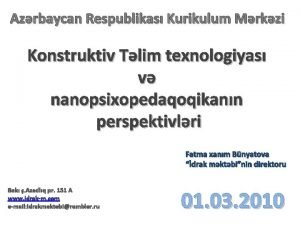 Azrbaycan Respublikas Kurikulum Mrkzi Konstruktiv Tlim texnologiyas v