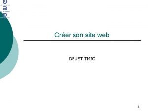 Crer son site web DEUST TMIC 1 Plan