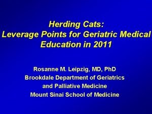 Herding Cats Leverage Points for Geriatric Medical Education